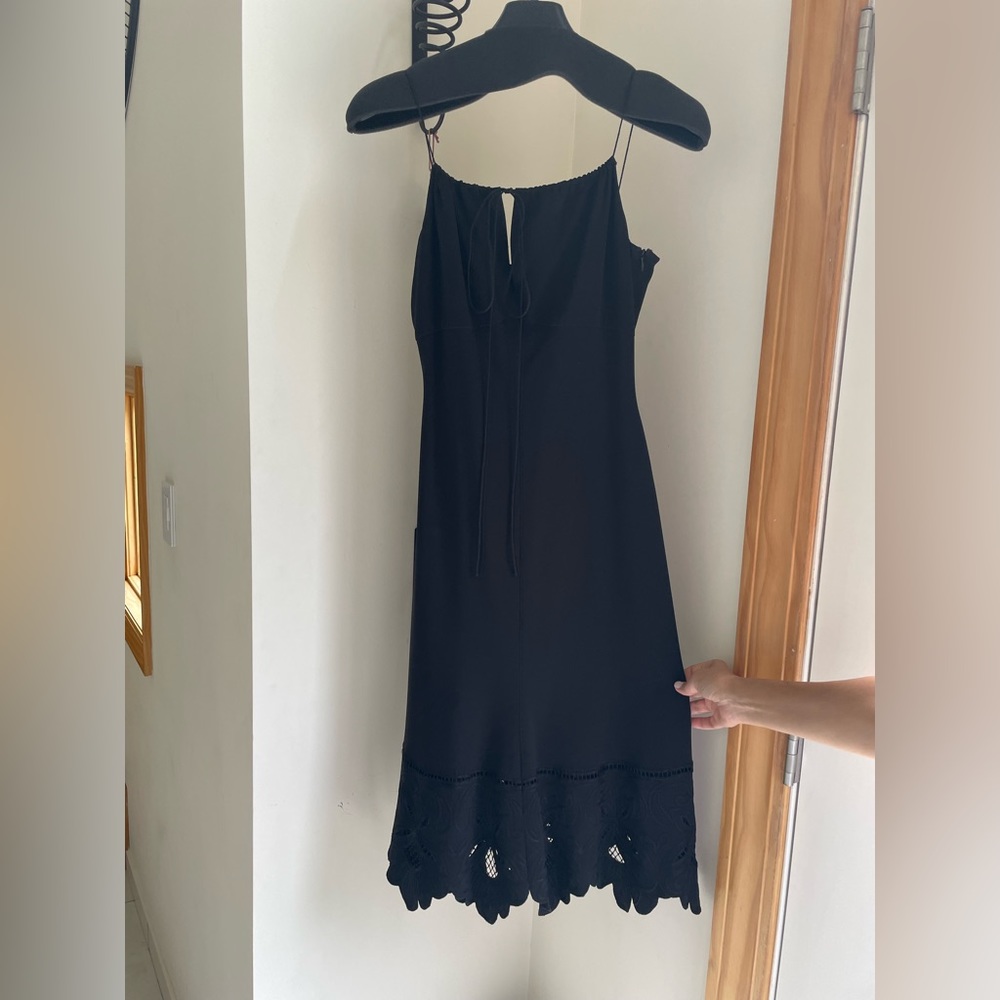 Elie Tahari Strap cocktail dress with lace embellishments